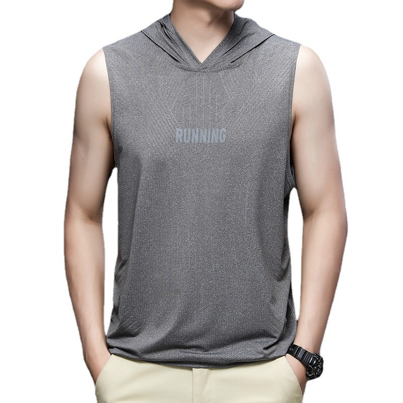 Title 3, Mens Hooded Fitness Running Vest Sleeveless T-...