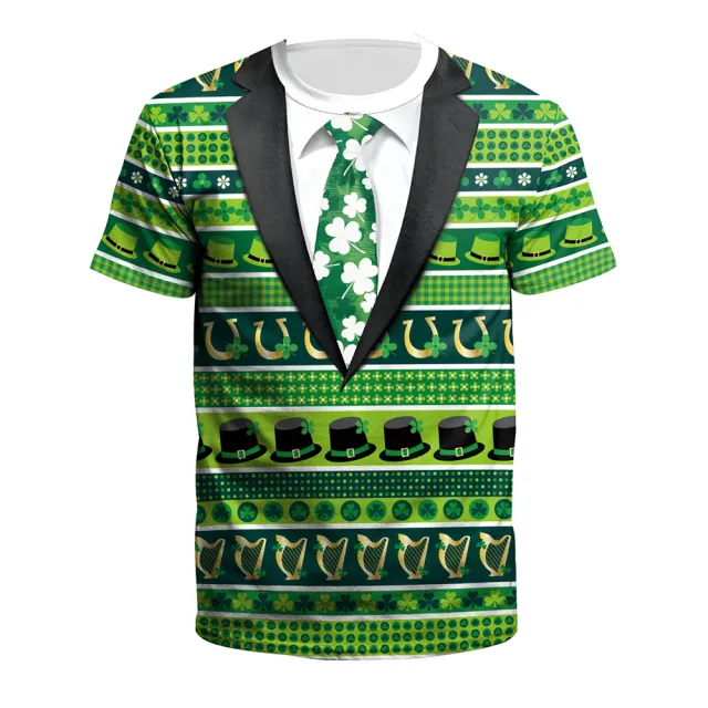 St. Patrick's Day Round Neck 3D Digital Print T shirt B1299324 Xl - Shop at LoveMi