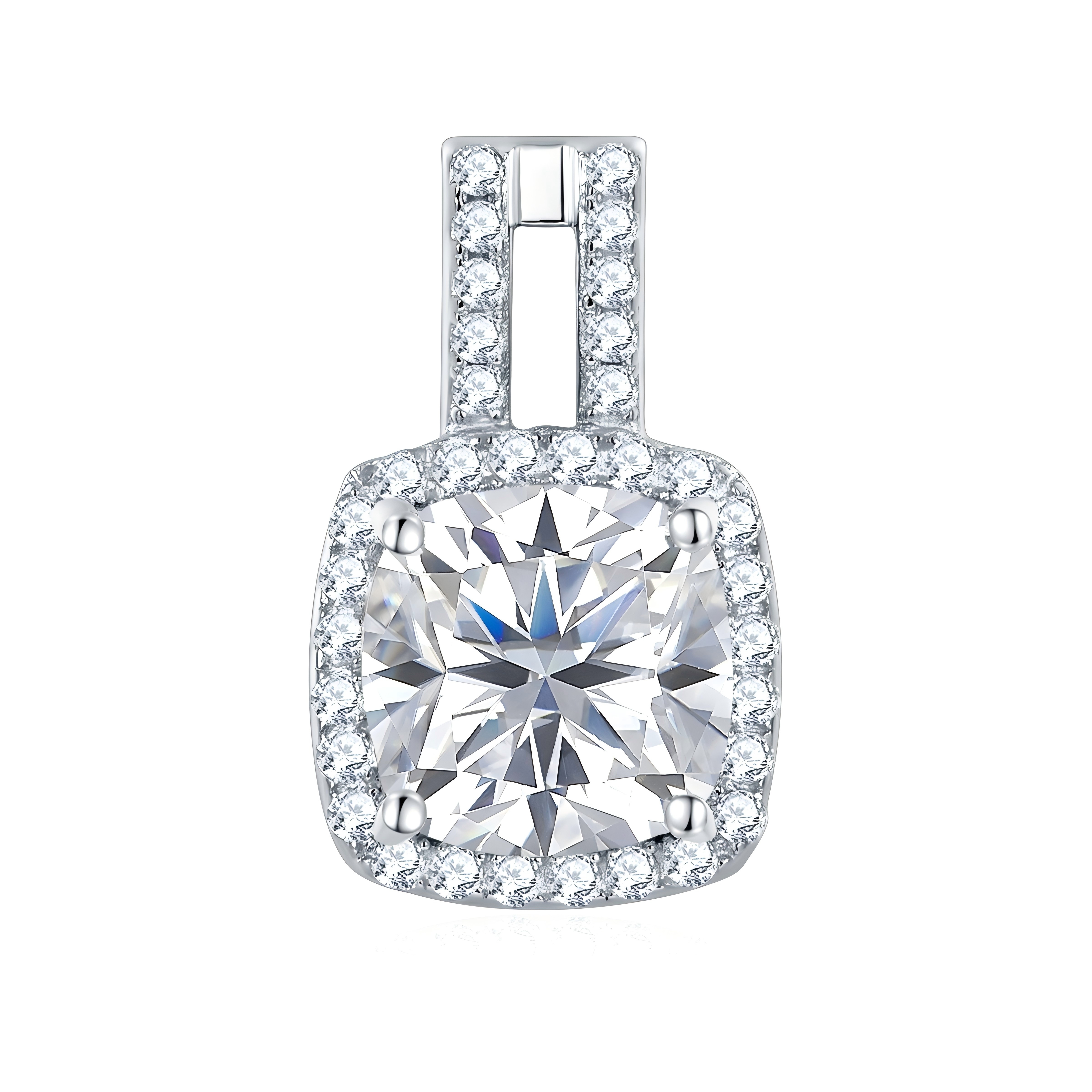 Cushion Cut Butterfly Halo Moissanite Earrings