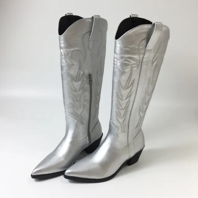 Silver Embroidered Chelsea Boots Autumn And Winter Red - Shop at LoveMi