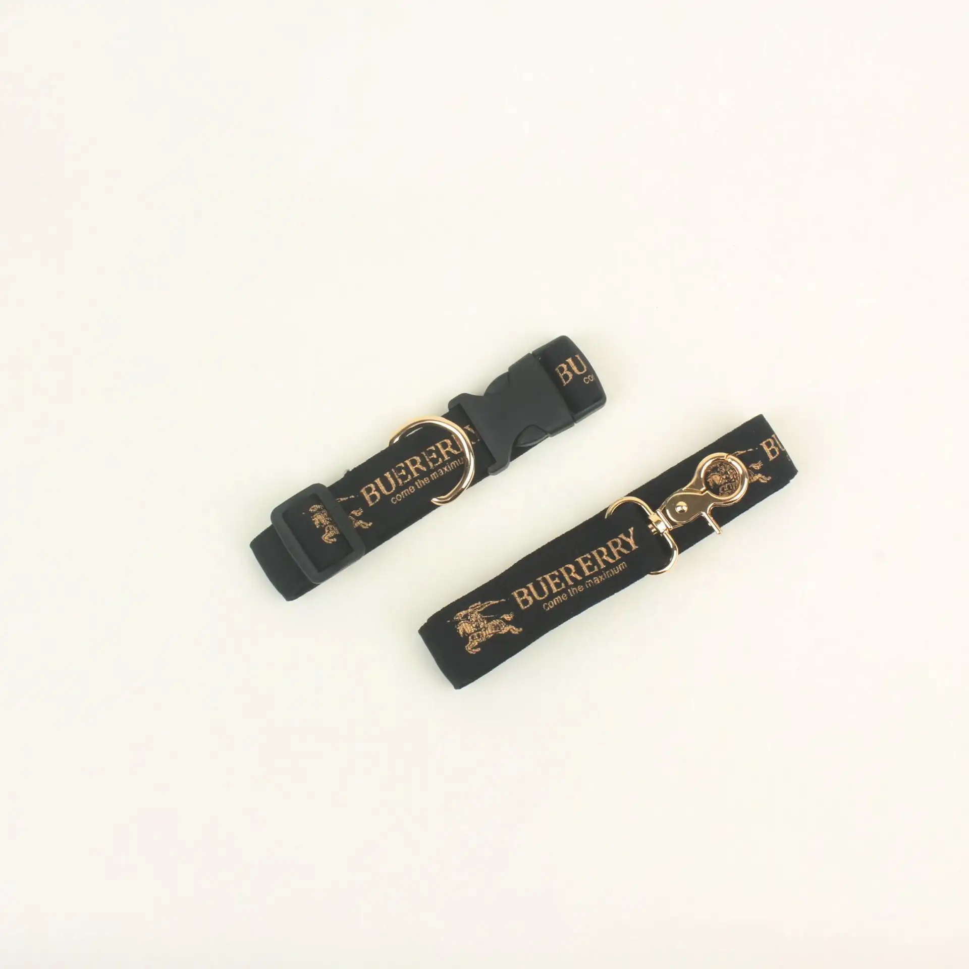 Pet Dog Leash Leash Collar Double-layer Printed Gold Set