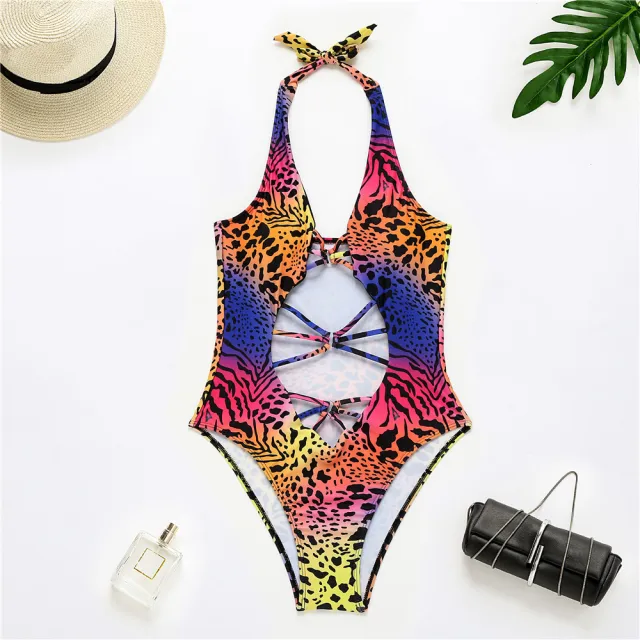 Leopard Print One Piece Bikini Swimsuit Leopard - Shop at LoveMi
