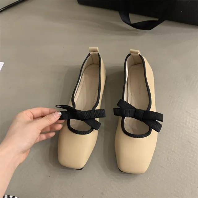 Women Shallow Cut Flat Sole Single Shoes Khaki - Shop at LoveMi