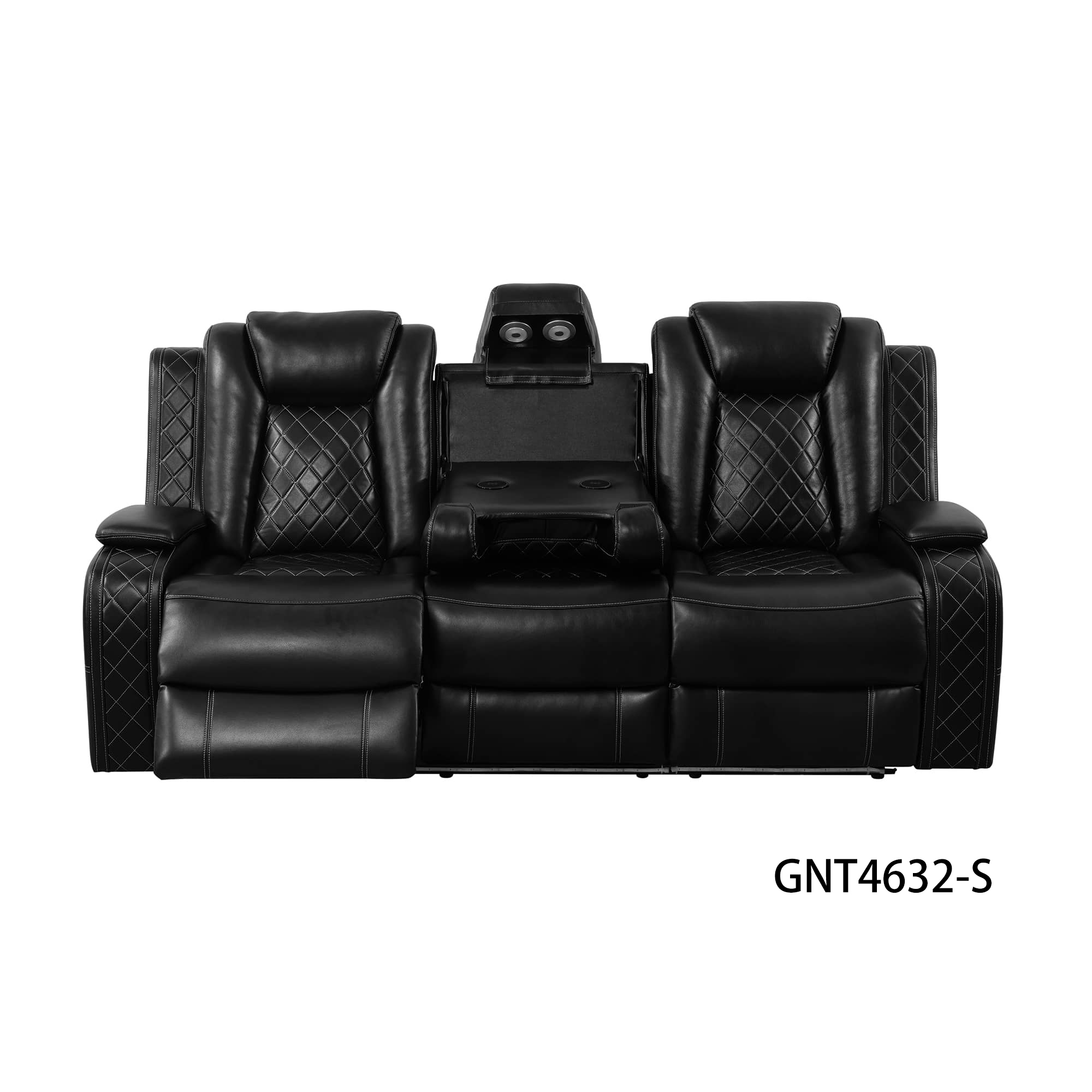 Pickup Only--Black Breathing Leather 3-Piece Living Room Recliner Sofa Set