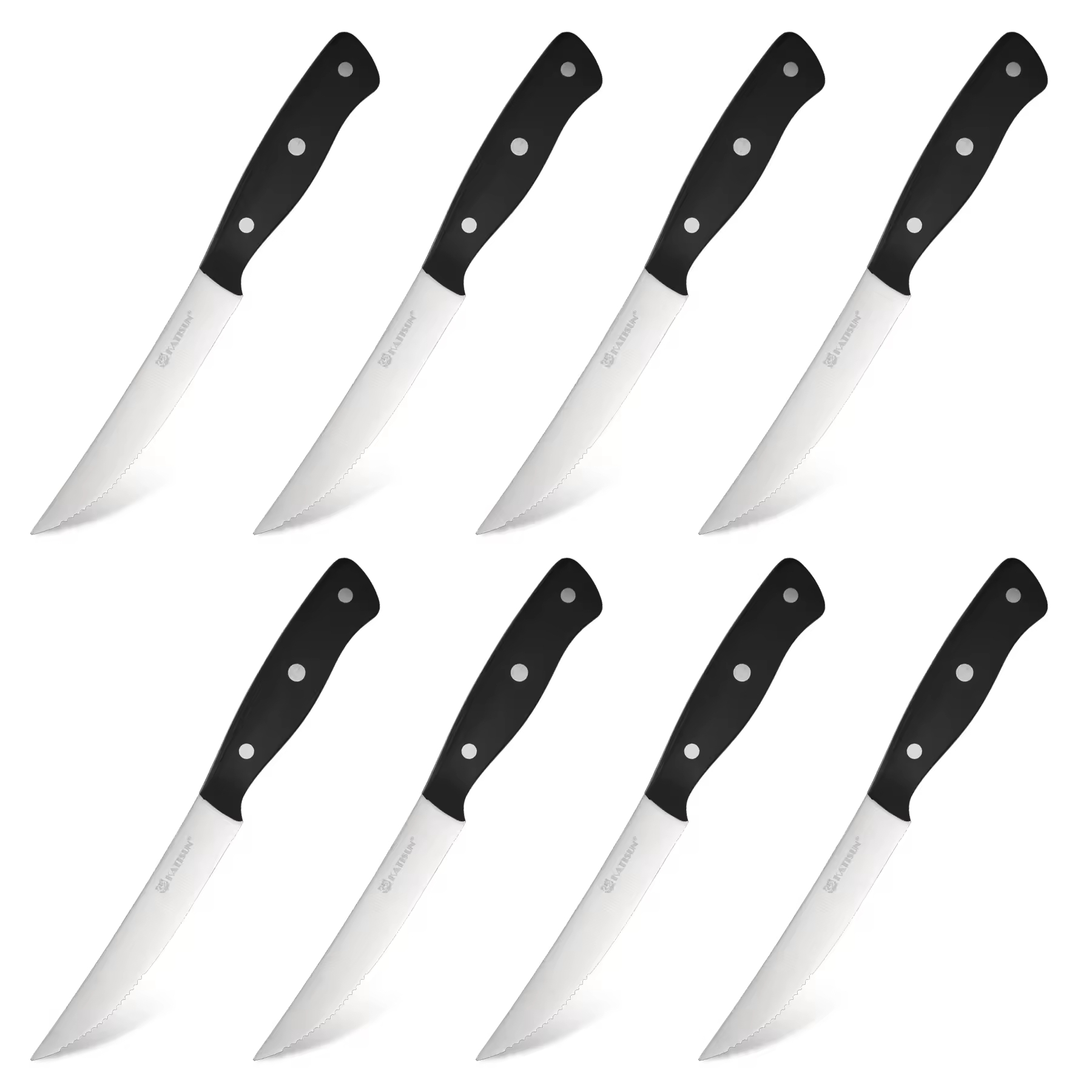 8-Piece 4.5-Inch Steak Knife Set, Carbon Steel Double Bevel, With Eco-Friendly POM Handles And Gift Box 4