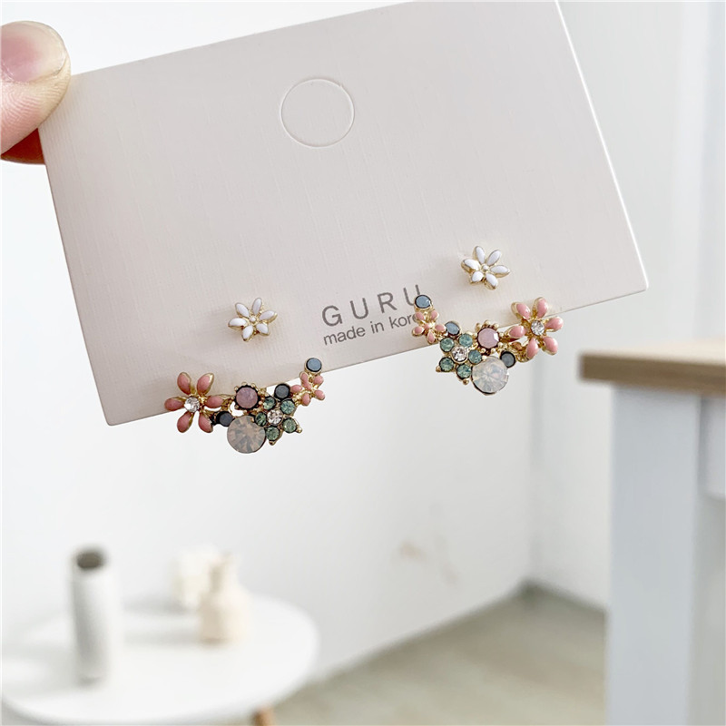 Temperament SmallFlowers Micro Inlaid Oil Color Stud Earrings