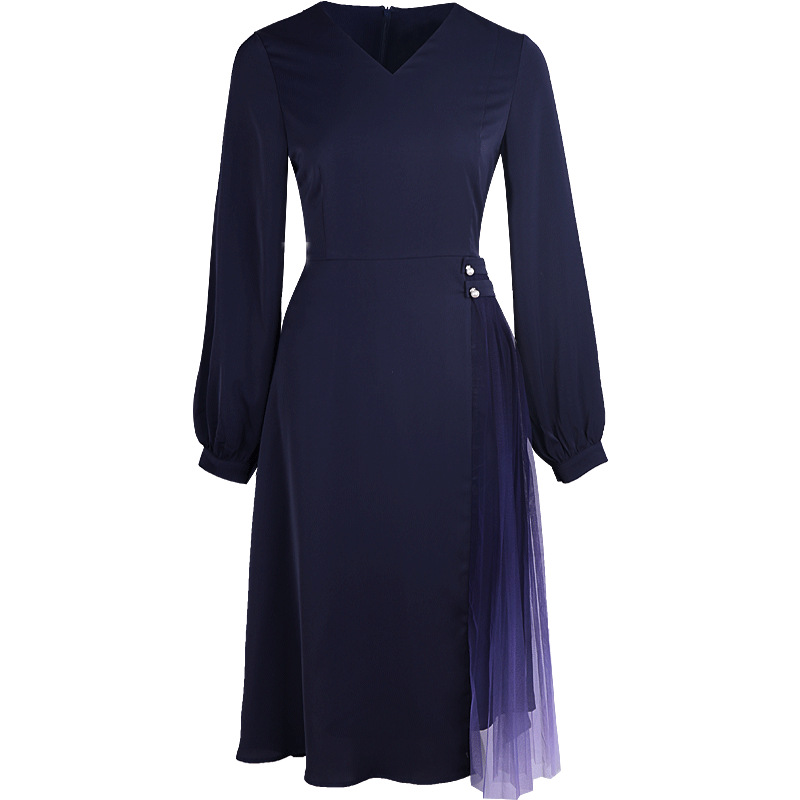 Satin V-Neck A-Line Dress, picture 5 of 5