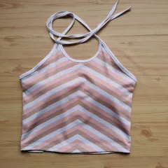 Strap Neck Strap Contrasting Printed Yoga Suit Sports Bra - Pink - View 1