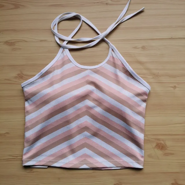 Strap Neck Strap Contrasting Printed Yoga Suit Sports Bra Pink - Shop at LoveMi