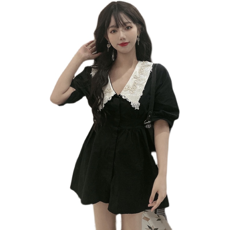 The New Waist Is Thin Short-sleeved Black Skirt