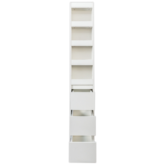 70.87 H Display Storage Cabinet , 4-Tier Shelf, 3 Side Drawers & 4 Small Display Shelves , Modern Wooden Tall Bookshelf Bookcase For Living Room Home Office