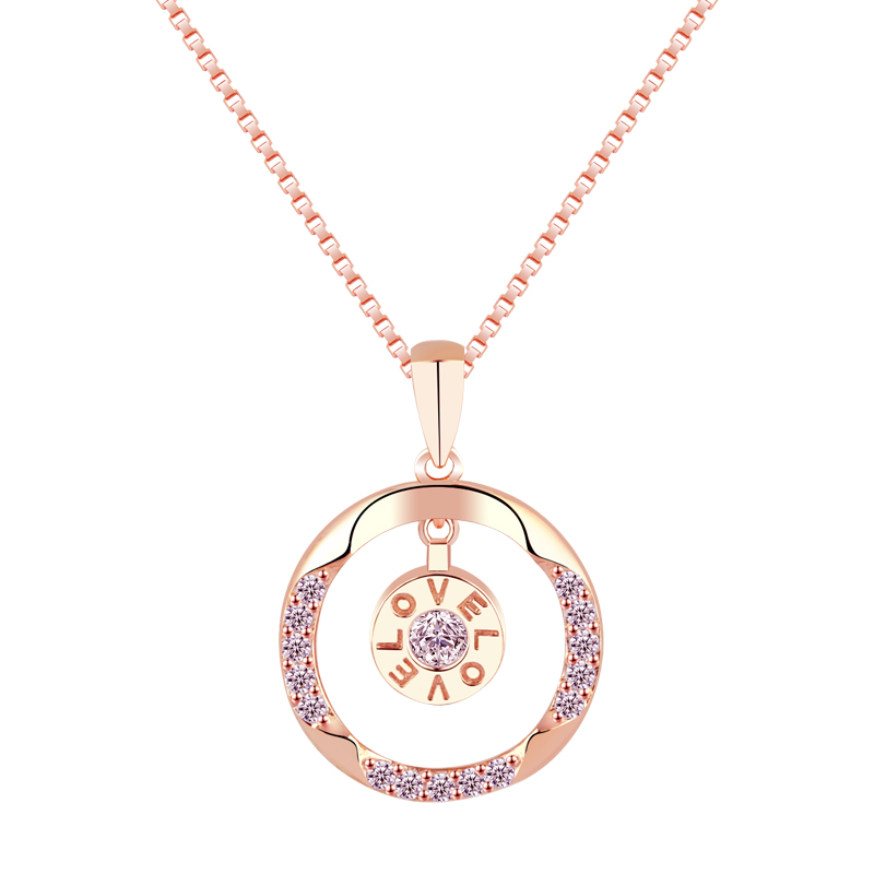 Women's 925 Sterling Silver Plated 18k Yellow Gold Love Necklace