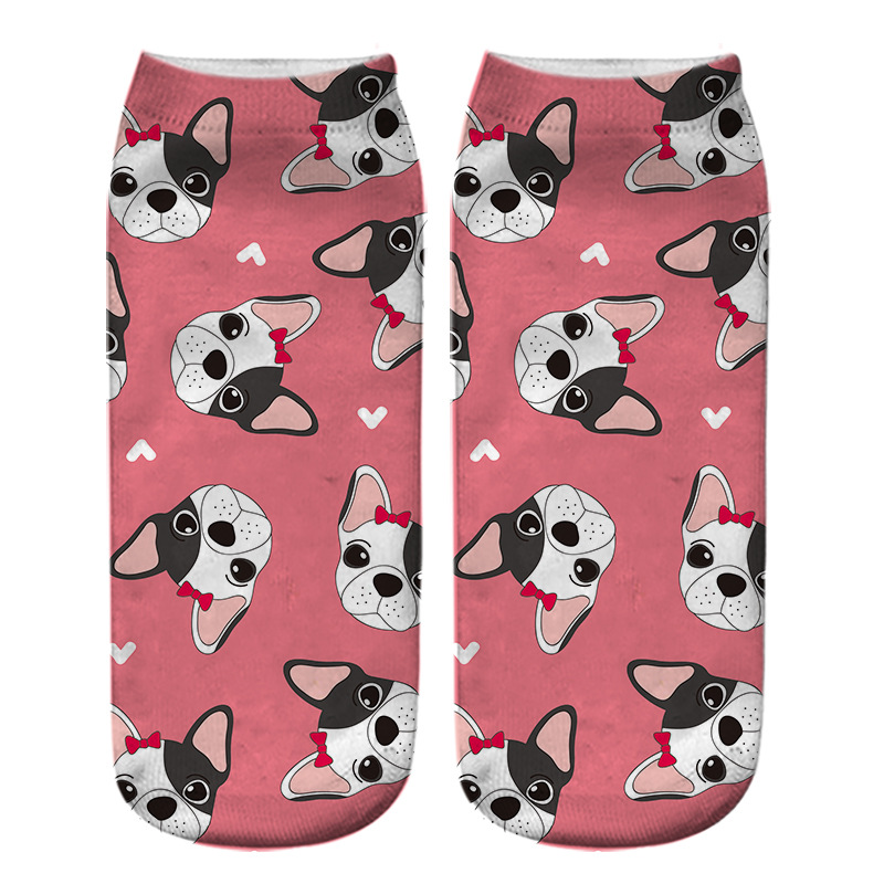 Title 2, Dog PUG cartoon 3D printing socks