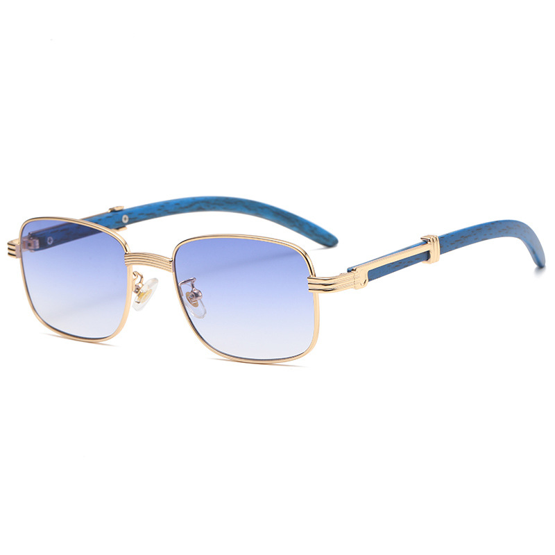 Title 2, Trendy Sunglasses With Wood Grain Metal Frame