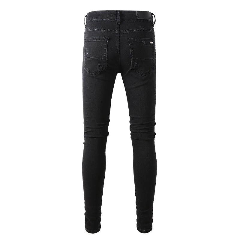 Title 4, Schwarze Ripped Patch Jeans Stretch Slim High S...