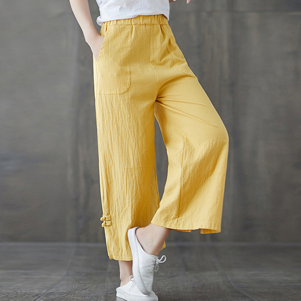 Title 8, Ethnic style retro cross-leg wide-leg pants