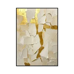 Unique Gift Wedding Decoration Hand Painted Abstract Gold Foil Oil Painting On Canvas Wall Art Picture For Living Room Bedroom - Without Inner Frame - View 1