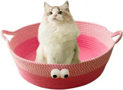 Scratch Cat Bed For Indoor Cats Woven Cotton Rope Cat Beds Round Pet Bed For Puppy And Kitten Washable Small Dog Bed Nest Beds For Cats Kitties Pup... - View 1