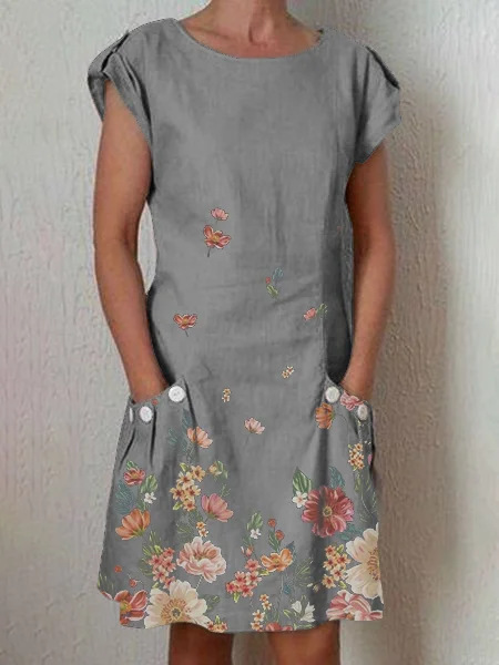 Digital Printed V-neck Women's Dress