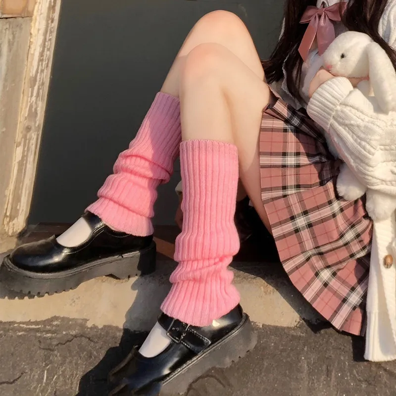 Sister Knitted White Wool Socks Girl - Pink