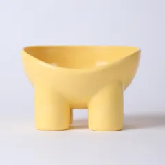 Dog Cat Bowls Stress Free Pet Feeder And Waterer With Base Anti-Vomiting Tilted Raised Nonslip - Yellow - View 1