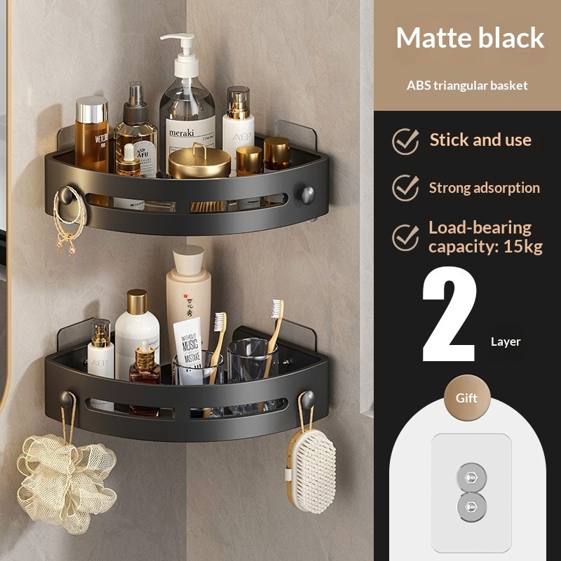Bathroom Storage Rack, No-drill Suction Cup Wall-mounted Triangular Storage Unit For Bathroom Vanity. 9