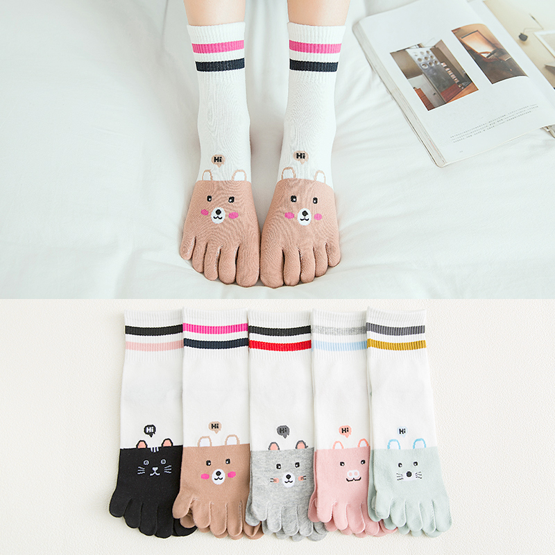 Title 4, Ladies mid-tube cotton five-finger socks