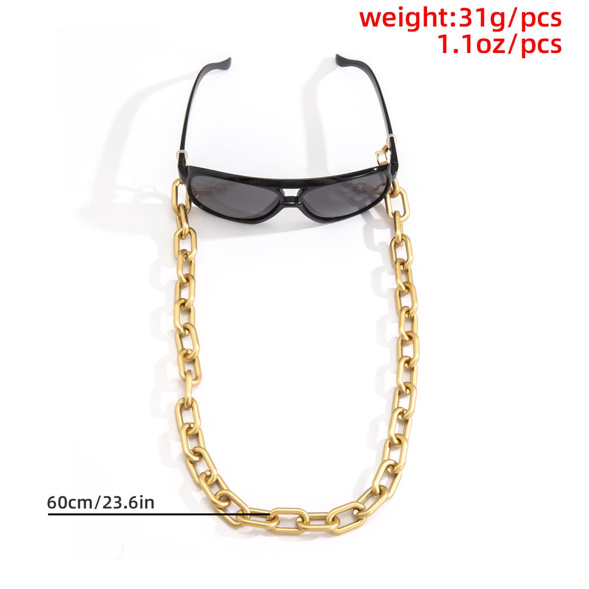 Title 2, Fashion Retro Flannel Geometric Ring Glasses Chain