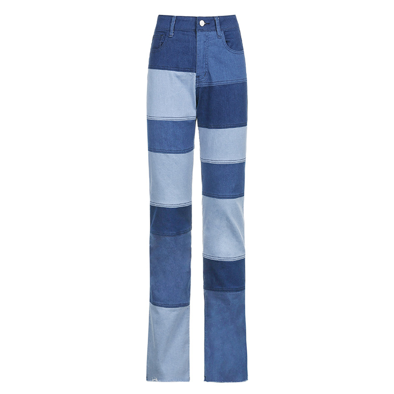 Title 4, Ladies Contrasting High-rise Straight-leg Jeans