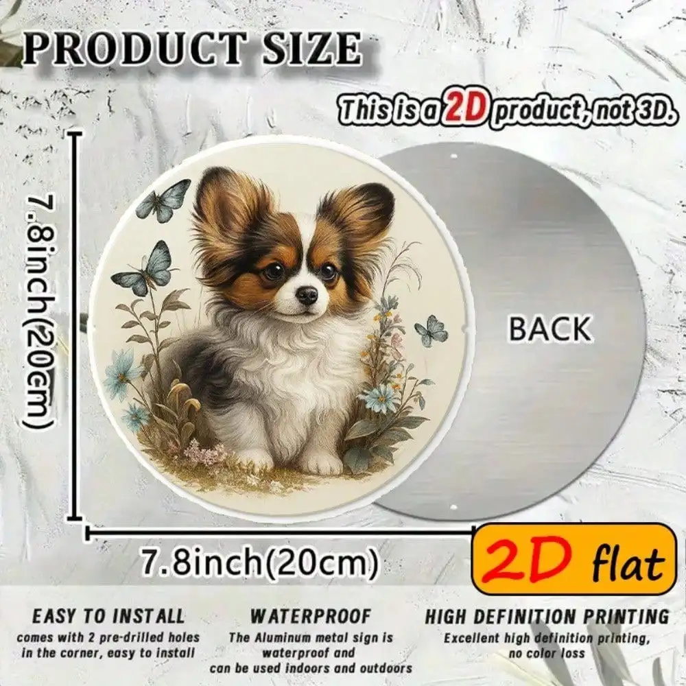 Cute Pomeranian Puppy Round Aluminum Sign Dog