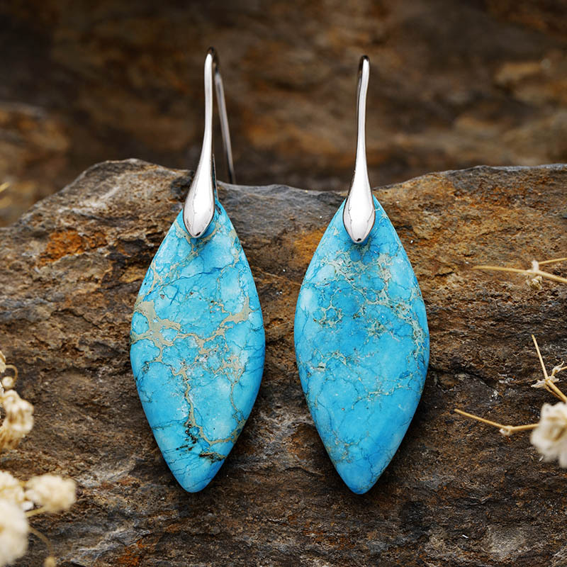 New Bohemian Emperor Stone Leaf Pendant Earrings