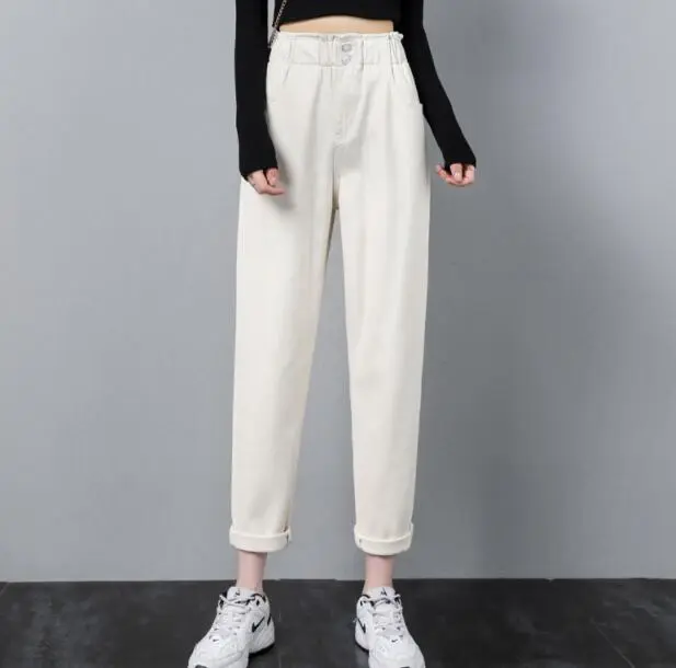Women's Summer Straight Slim High Waist Jeans - Apricot