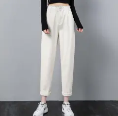 Women's Summer Straight Slim High Waist Jeans - Apricot - View 1