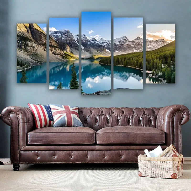 5 Piece Canvas Wall Arts Moraine Lake and Mountain