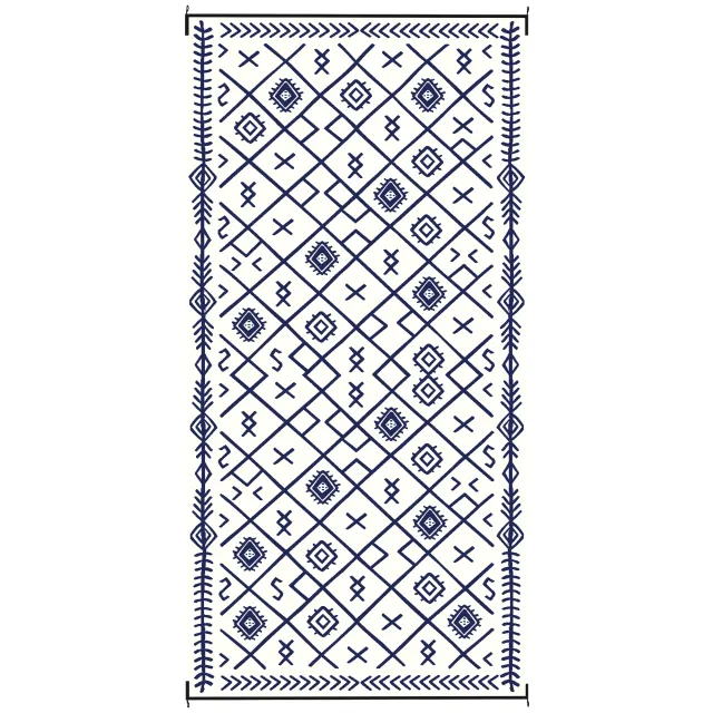 Reversible Outdoor Rug, Waterproof Plastic Straw With Carry Bag, 9 X 18, Blue & White Rhombus Blue - Shop at LoveMi
