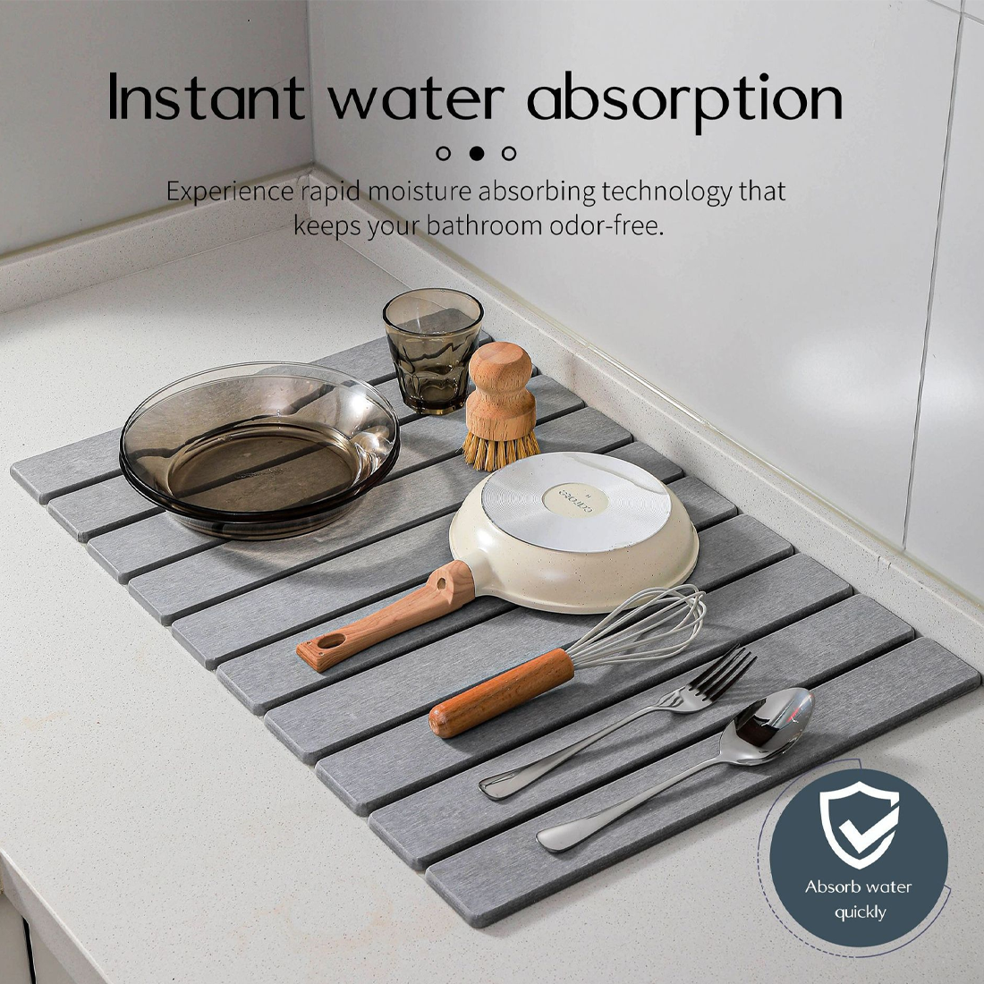 Foldable Diatomite Drying Mat Absorbent Draining Quick Dry Nonslip Pad — image 6