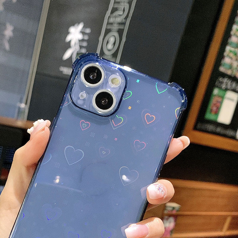 Coque de téléphone en silicone avec amour multicolore laser – orange – iPhone 7/8/SE2
