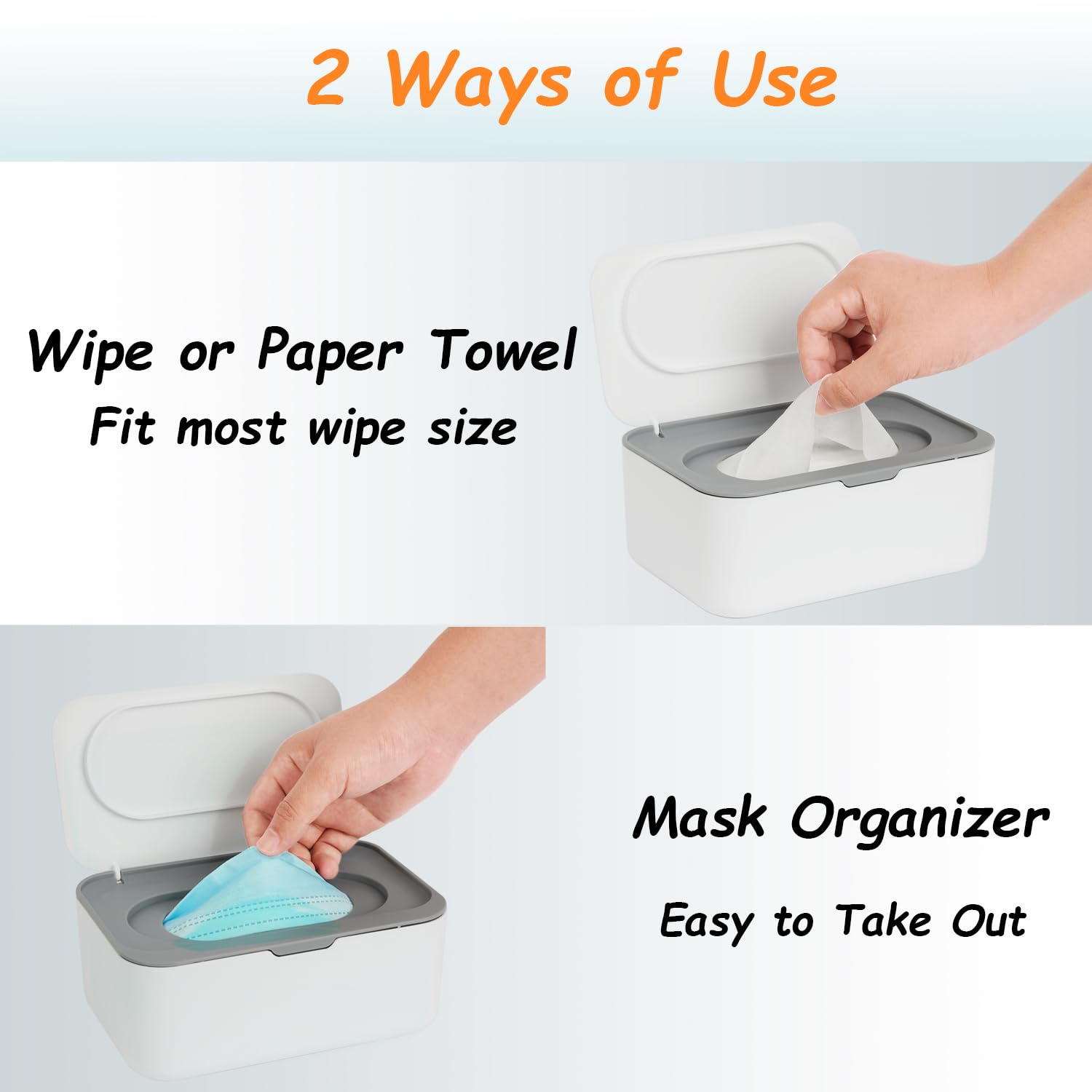 Large Capacity Wet Wipe Dispenser,Reusable Tissue Box,Sealed Dustproof Mask And Wet Wipe Holder For Home Bathroom