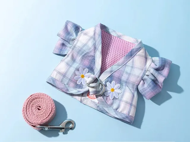 Dog Skirt Hand Holding Rope Small And Medium Pet Supplies Blue Pink Plaid Vest - Shop at LoveMi