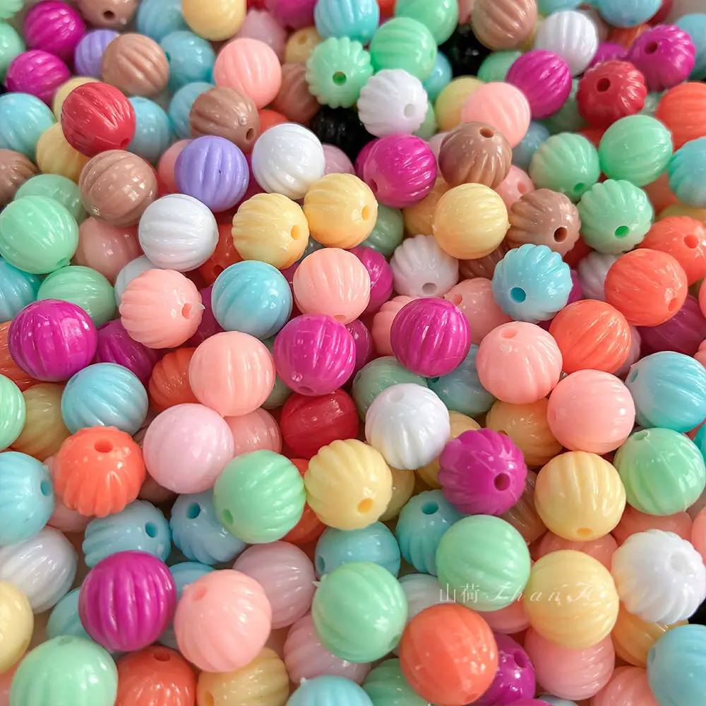 10mm Pumpkin Acrylic Beads, Solid Color PS