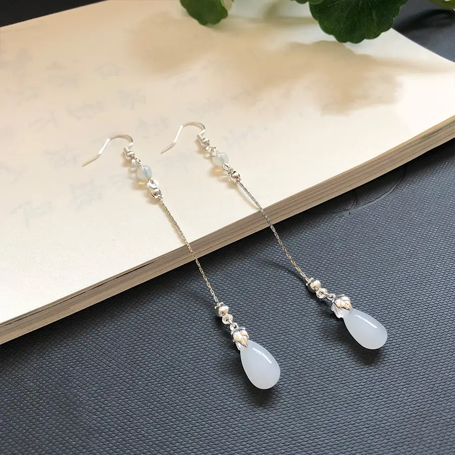 Glass Drop Tassel Earrings Accessories