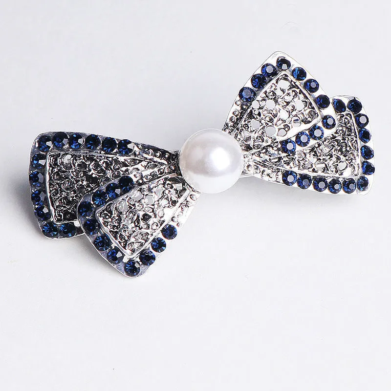Headdress Rhinestone Large Ponytail Hairpin Adult All-match - Pearl Bow Tie