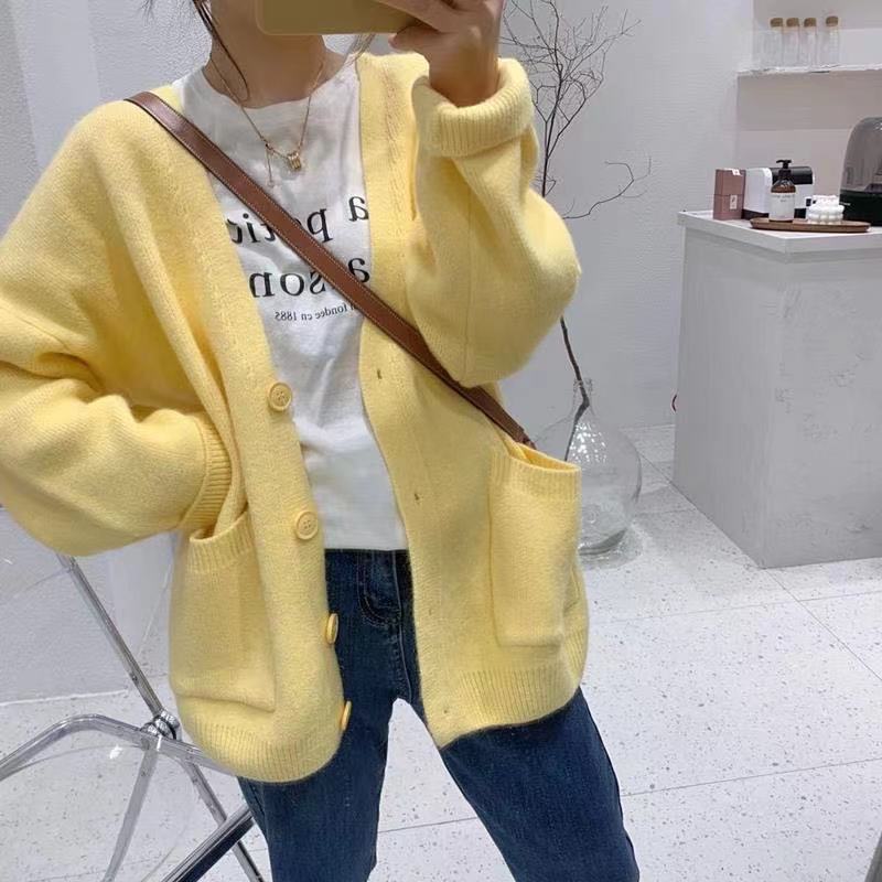 Loose Lazy Wind Mid-Length Student Sweater Jacket