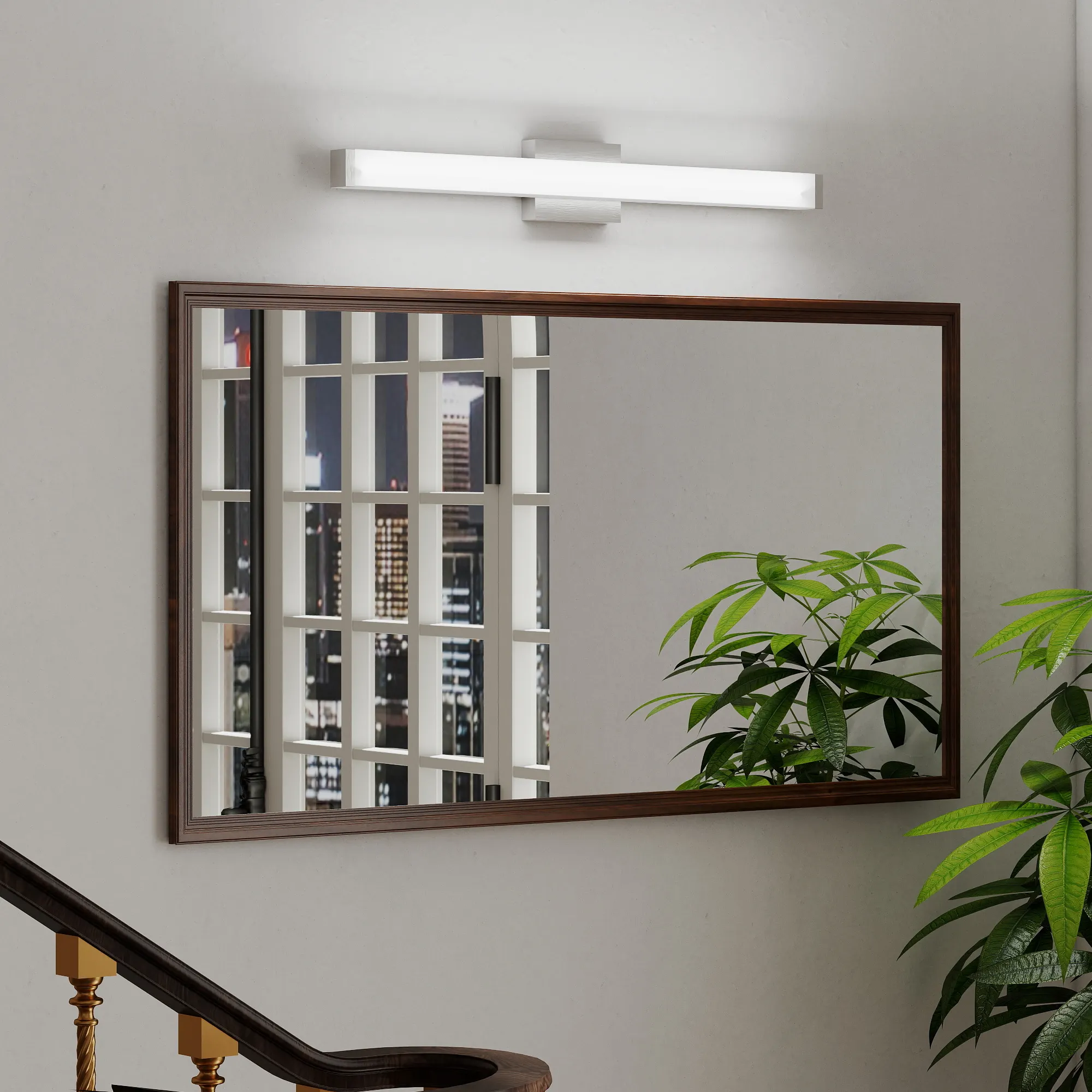 Bathroom Vanity Light Brushed Nickel Square LED