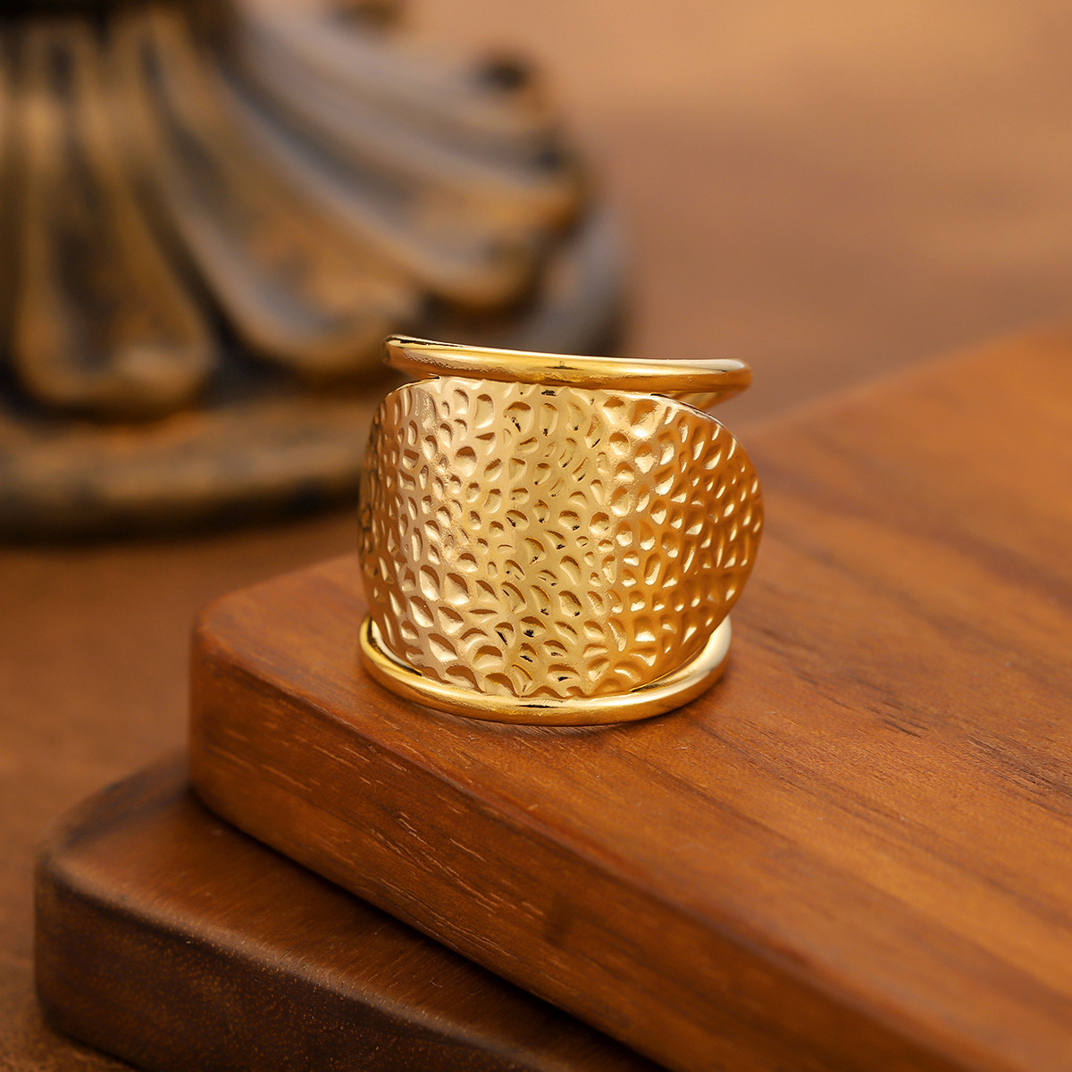 Style Titanium Steel Ring For Women, Light Luxury Advanced Sense, Niche Design, Open & Gold... thumbnail 3