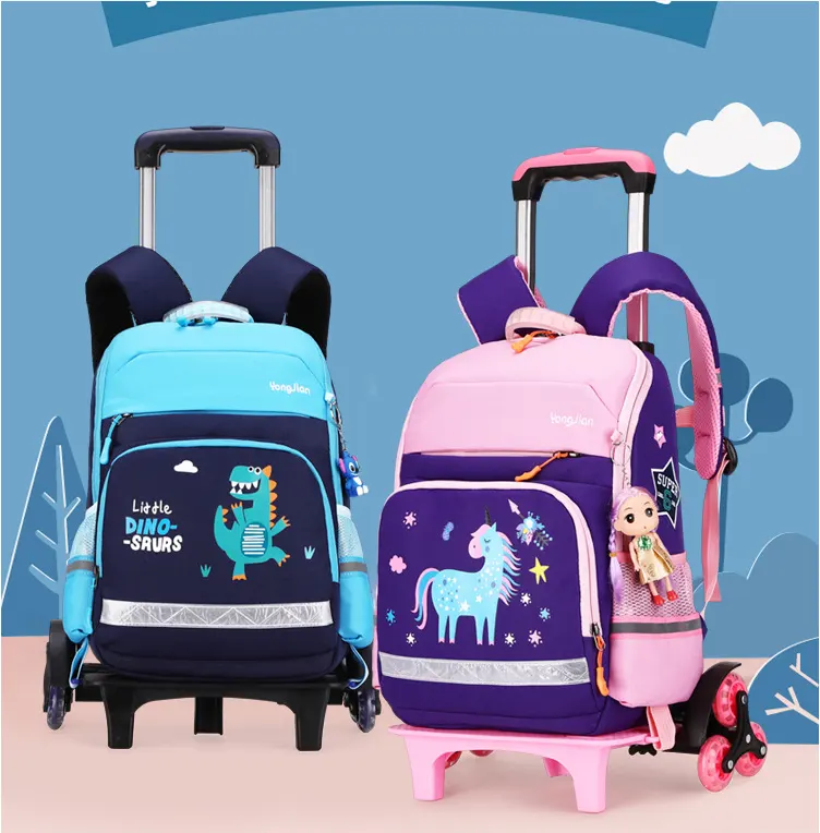 Korean Detachable Trolley Bag for Elementary School Students