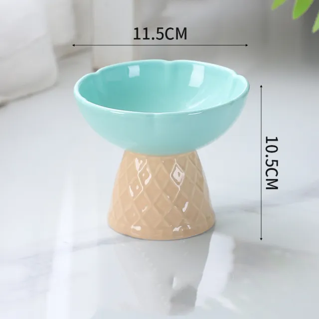 Neck Protecting Health Glaze Ceramic Pet Bowl Green - Shop at LoveMi