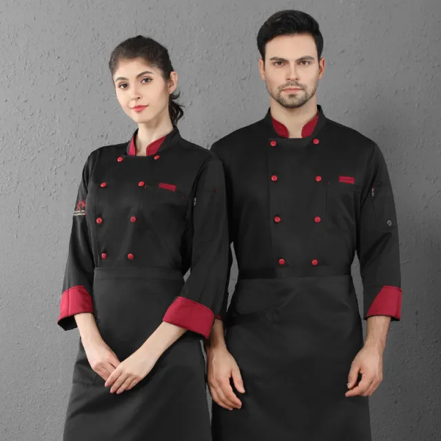 Restaurant Parade Chef Double Breasted Kitchen Shirt Long Sleeve Black - Shop at LoveMi