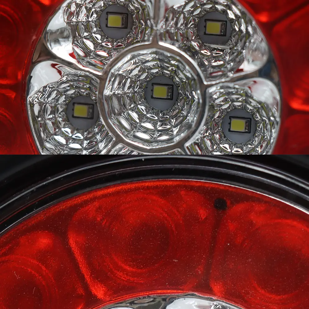 Truck Universal Small Taillight American Version, 16 LED Dual Color Rubber Ring Round Light ,12V,  4-pack