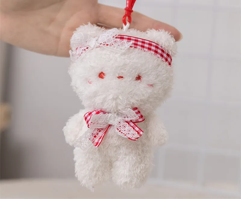 Plush Doll Lolita Bear Bag Charm Keychain - White